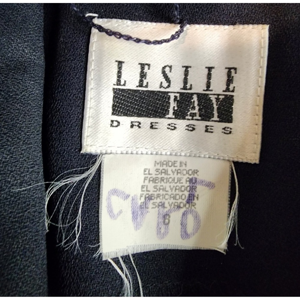Leslie Fay Blazer Womens 8 Black Button Front Patterned Trim Vintage Jacket - Picture 3 of 12